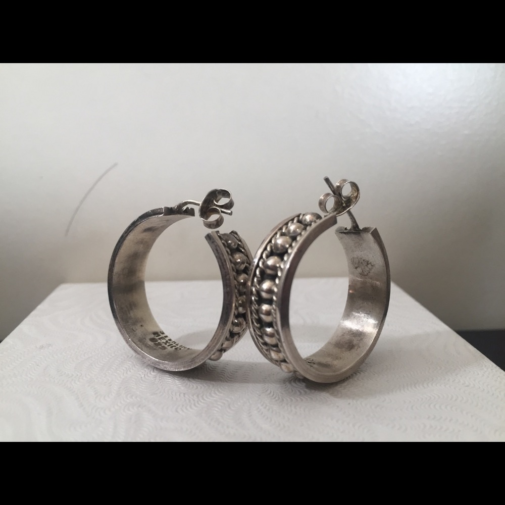 hand made Sterling silver cable hoop earrings